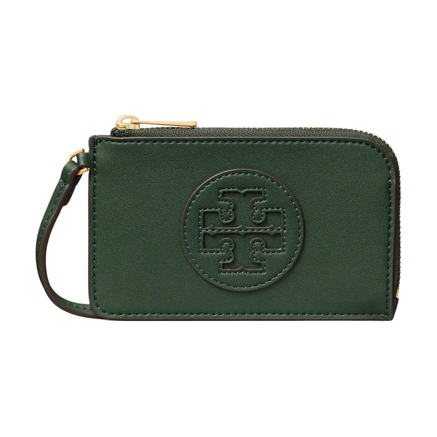 Tory Burch Ella Bio Zip Logo Leather Card Case Women accessories Basil-Green 157506-312 Basic Set BagDust Bag 20290₽