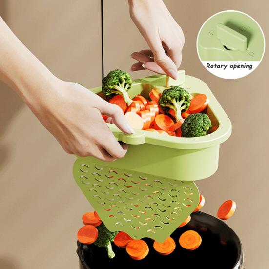 Sink Drain Basket with Fine Mesh Touchless Garbage Disposal Double-Layer Structure Sink Drain Filter Kitchen Tool