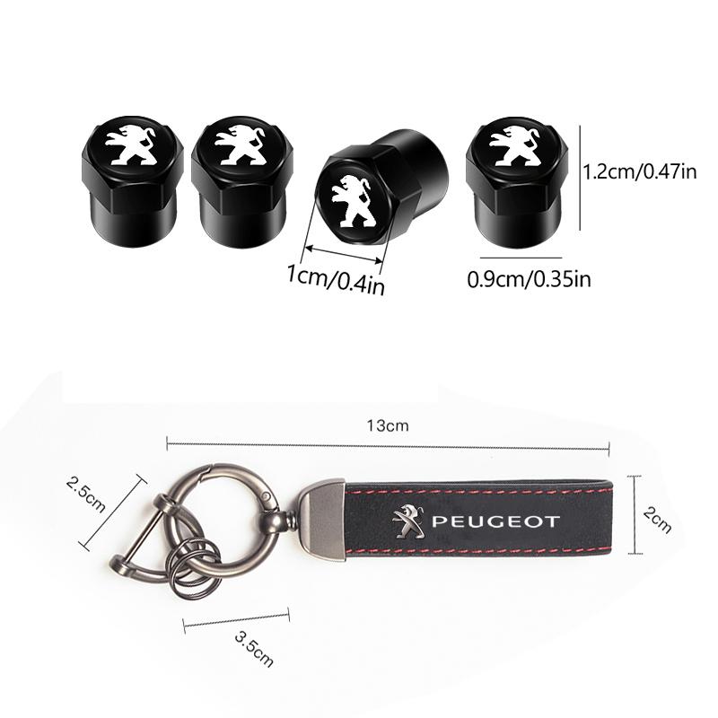 Car Tire Wheel Valve Caps Cover Suede Car Key Chain Ring Keychain For Peugeot 206 307 308 3008 207 208 407 408 508 2008 5008 301 UGE2