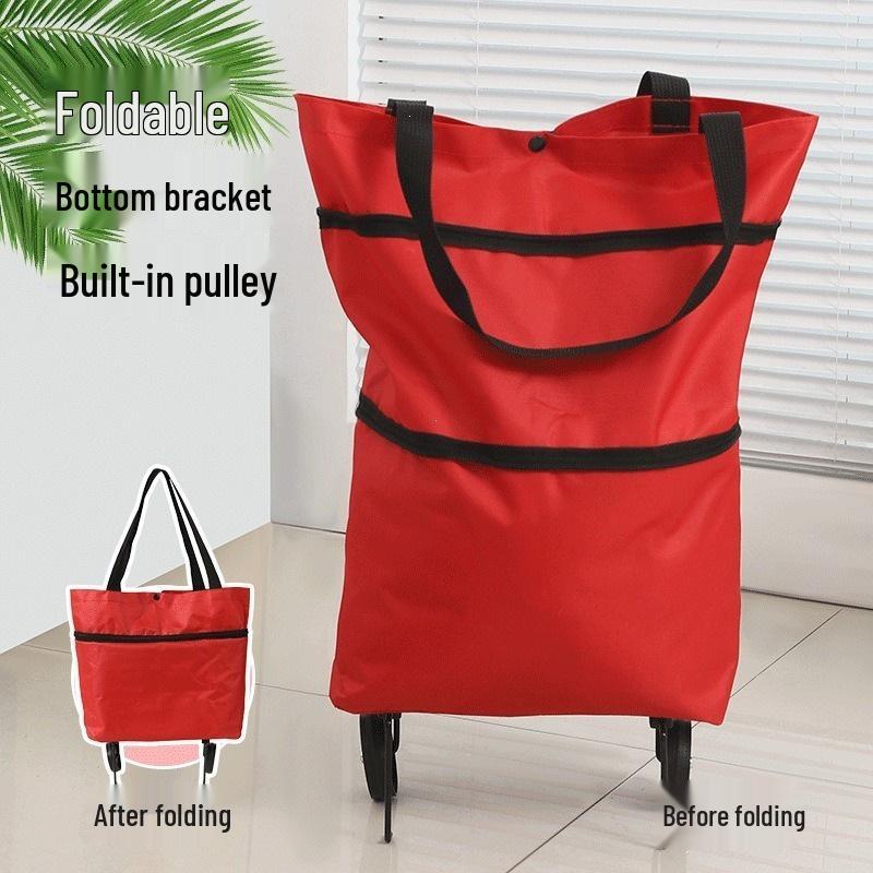 Foldable Portable Shopping Trolley Bag with Wheels - Large Capacity for Home, Grocery, and Express Delivery