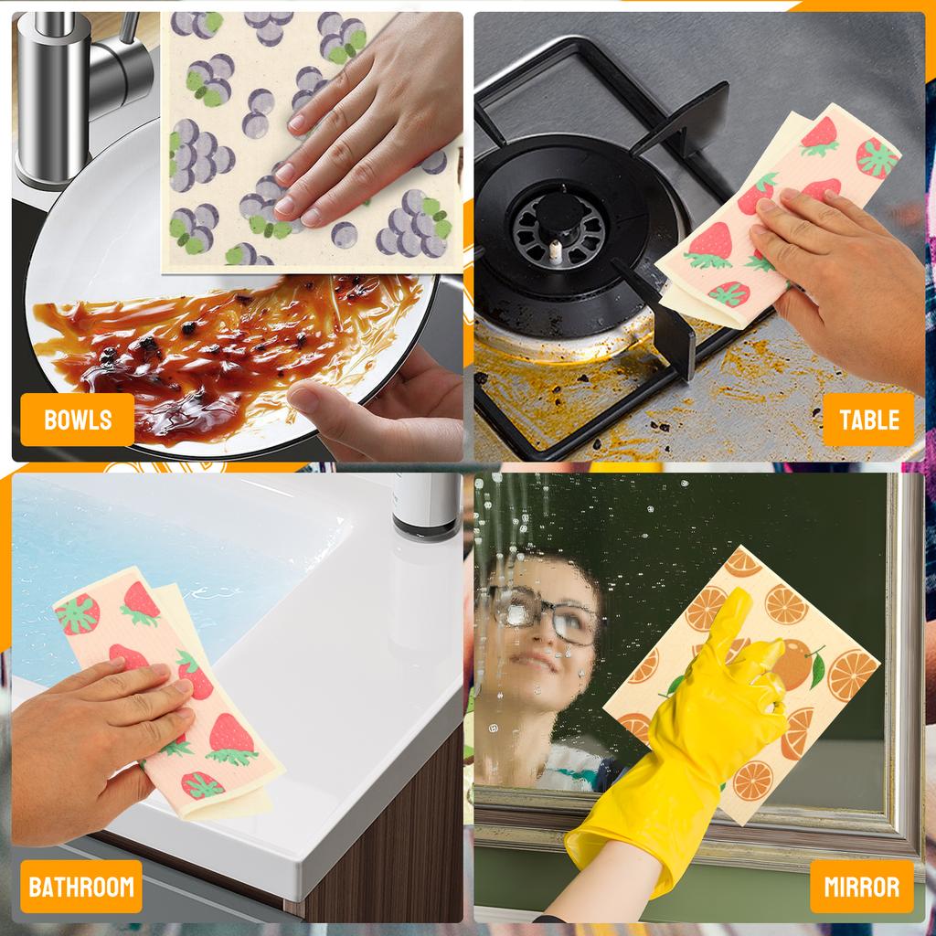 10Pcs Kitchen Dish Towels Reusable Kitchen Dish Towels Absorbent Dish Rags Non Scratch Swedish Kitchen Towel for Washing Dishes