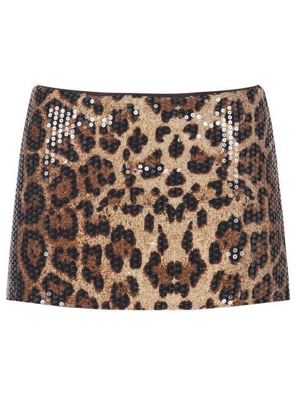 2026 Sommer Set: Leopard Print Rock & Figurbetontes High-Neck Top für Damen
