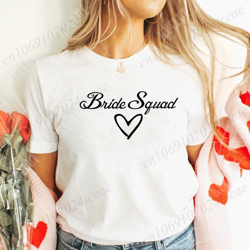 Bridal Shower Shirt for Women, Team Bride Squad Bachelorette Party Tops, Bridesmaid T-shirt, Wedding Fashion Clothes for Girls