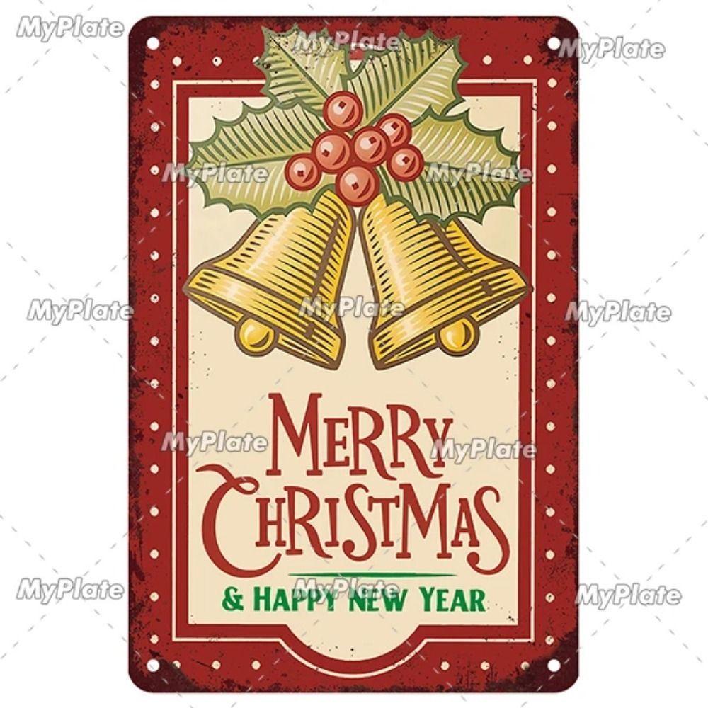 Vintage Christmas Metal Tin Sign Home Festive Wall Decor