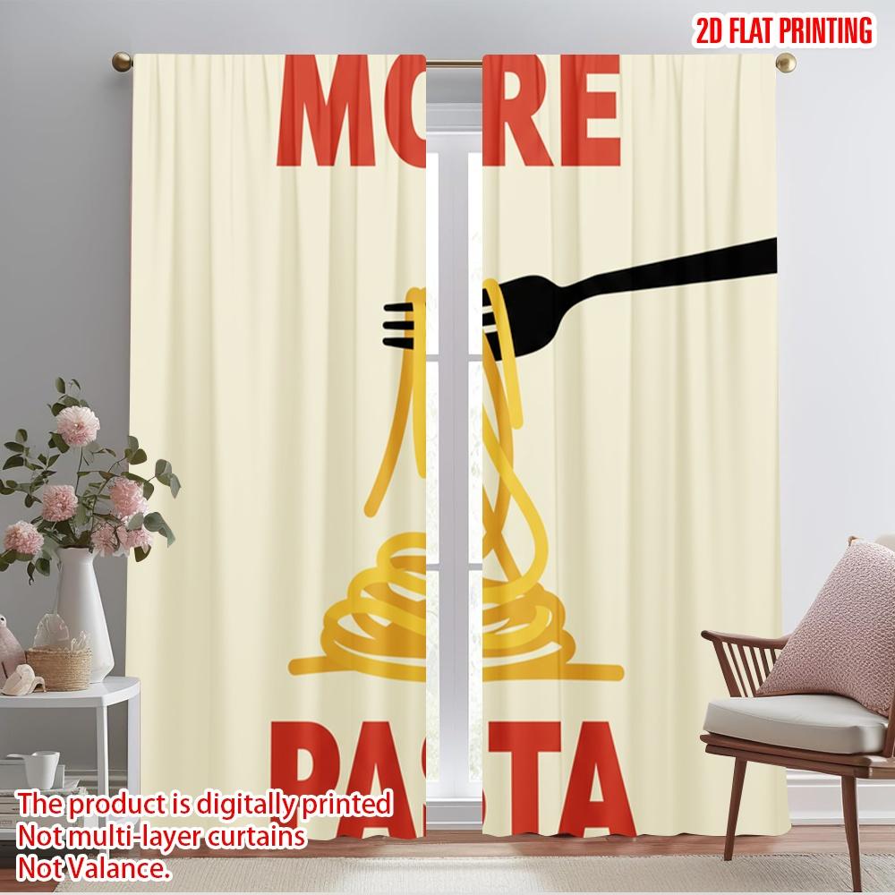 

2 шт. 2D плоская печать Шторы Больше Паста Спагетти Вилка 100% Полиэстер Без Электричества Все Сезоны Вечеринка и Праздник 52.50×116.00 CM 2pcs