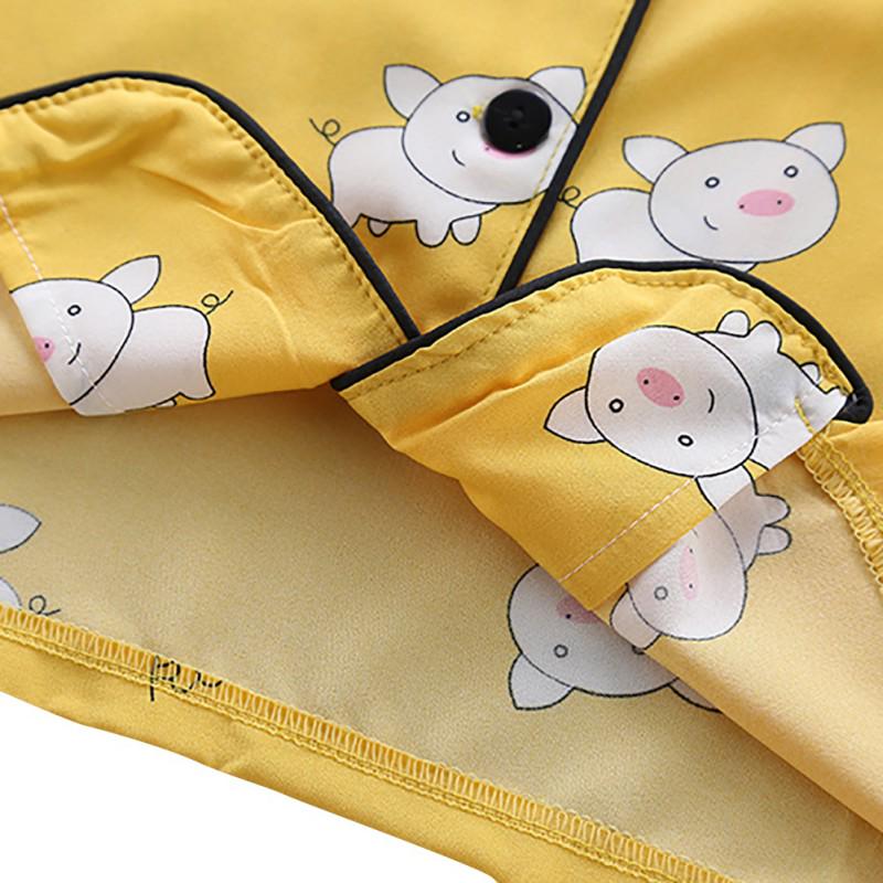 Pijamas Ni?os Baby Kids Boys Girls Cartoon Piggy Print Outfits Set Short Sleeve Blouse Tops+Shorts Sleepwear Pajamas
