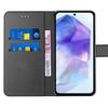 Coque pour Samsung Galaxy A55 5G, Noir, Coque Antichoc en Cuir PU avec Fonction de Porte-cartes