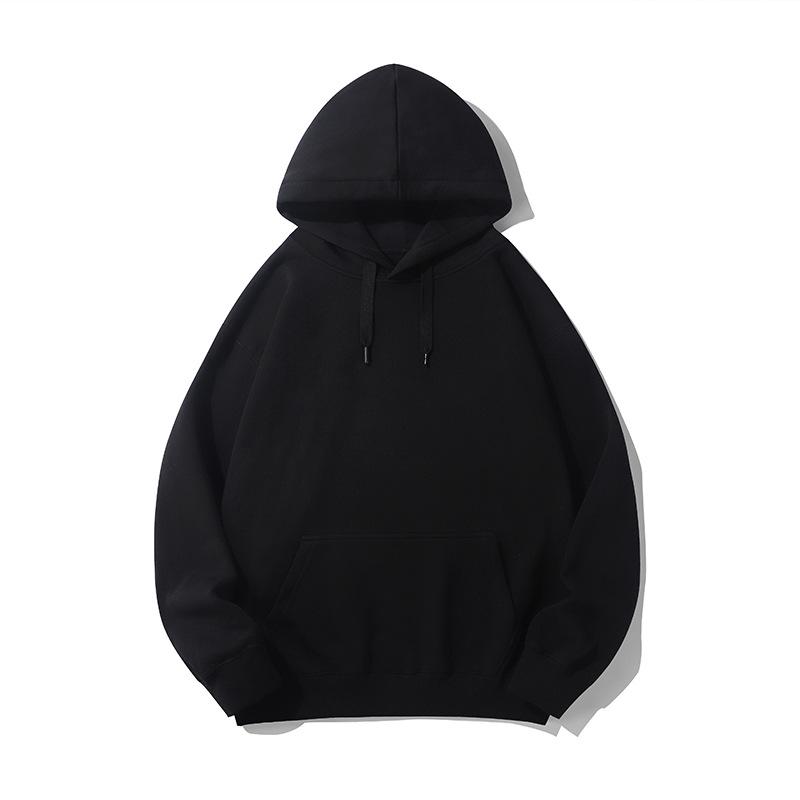 Men's Casual Thick Terry Cloth Hoodie: Heavyweight Pure Cotton Sweatshirt - Loose Fit, Solid Color, American Style for Autumn/Winter.