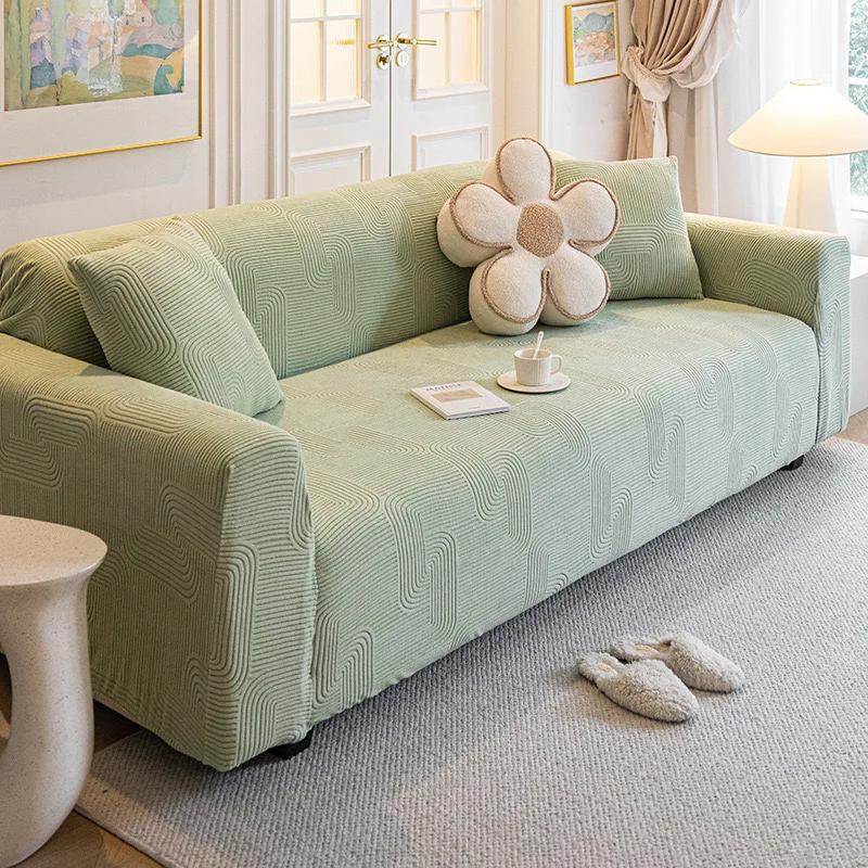 Adjustable Elastic Sofa Cover Stretch Sofa Seat Cover Jacquard Sofa Covers for Living Room Decor Non-slip Slipcover Couch Covers
