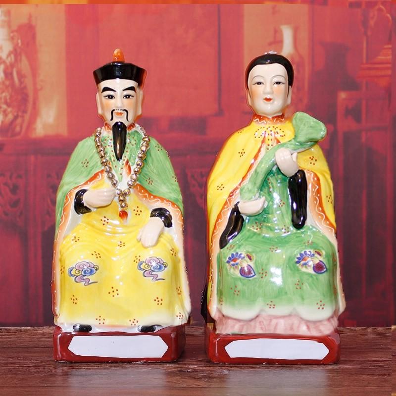 Antique Color Porcelain Statue - Hu Huang Chang Mang Four Great Families Deity, Chinese Folk Religion Altar Figurine, Home Prote