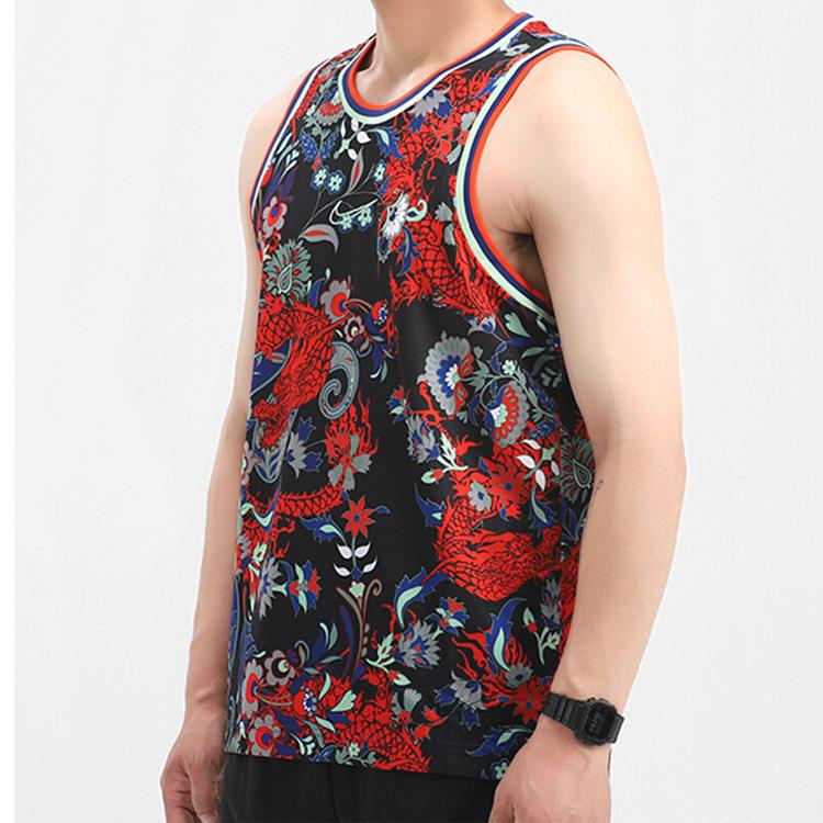 Nike Dragon Totem Print Embroidered Logo Fitted Basketball Vest Men Tops Multicolor CK6302-457
