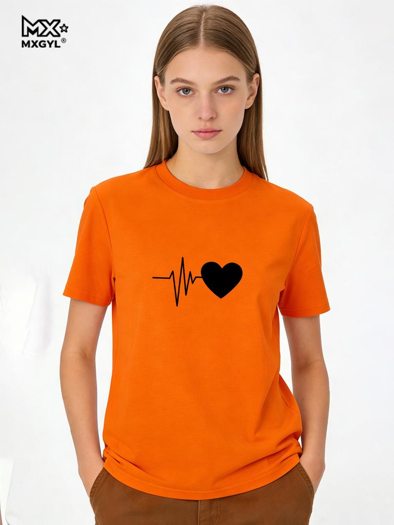 Love Heartbeat Print T-Shirt Cute Nurse Healthcare TShirt Funny Couple Matching Valentines Day Gift Shirt