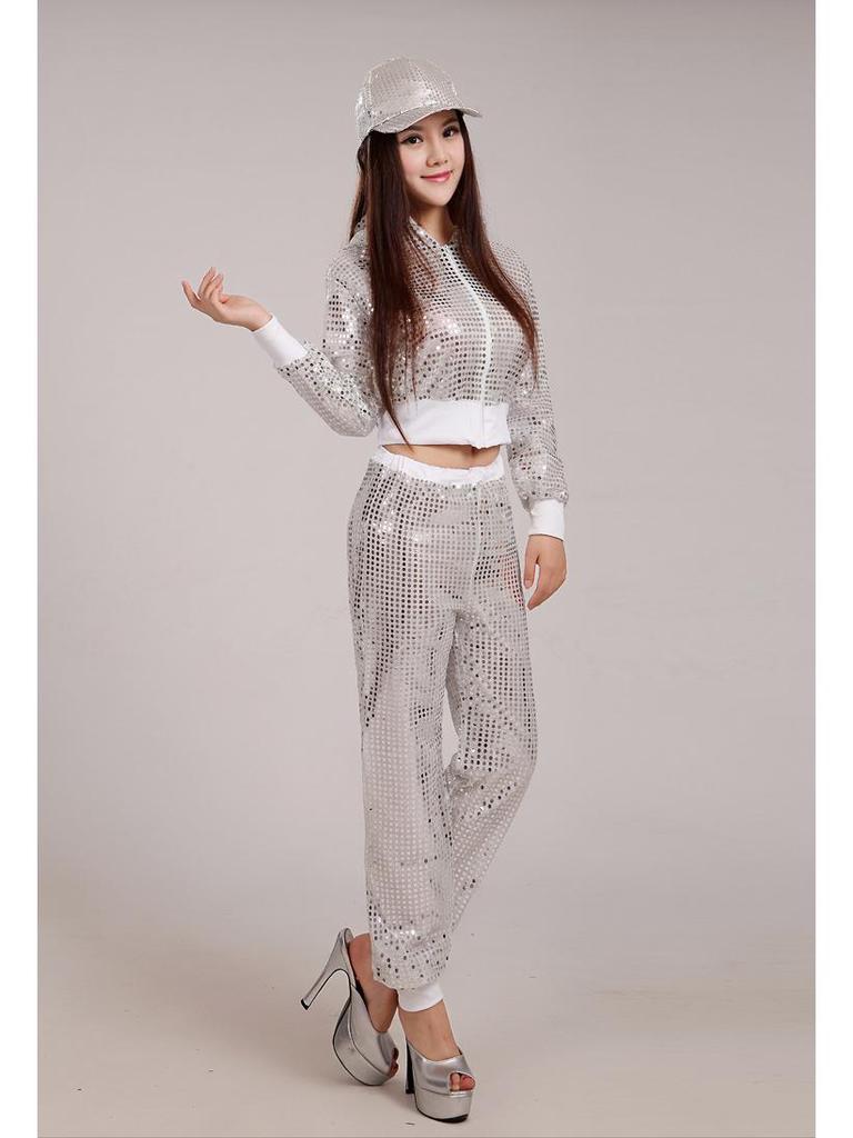 Women's Performance Costumes: Adult Jazz, Modern, Street, and Hip-Hop Sequined Dance Attire