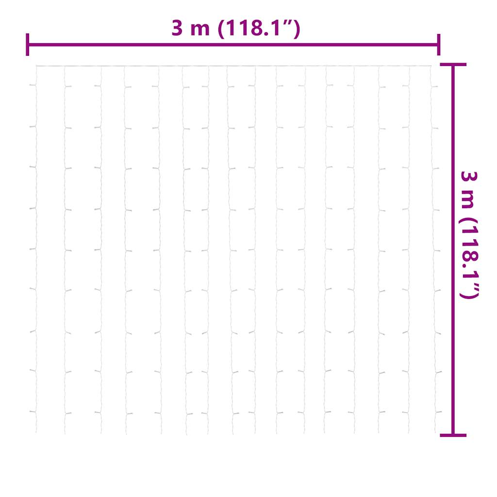 Vidaxl Kurtyna Lampek, 3X3M, 300 Niebieskich Diod Led, 8 Funkcji