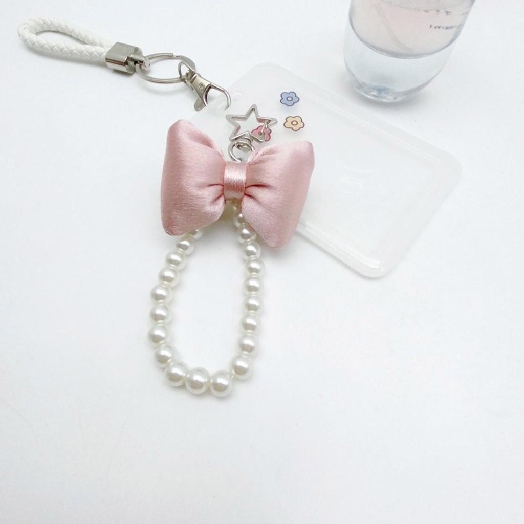 Cute Bowknot Keychain Pendant Fashionable Beaded Phone Straps Chain Unique Keychain Charm Accessory for Handbags and Key