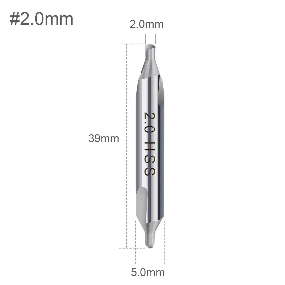 New HSS Material Center Drill Bit 1/1.5/2/2.5/3/3.15/4/5/6/8mm 60 Degree Angle Core Drill Bit Countersink Bit CNC Processing