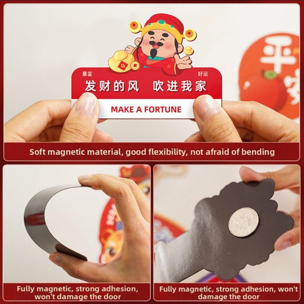 8Pcs/set Cartoon Chinese Style Refrigerator Magnets Lucky Refrigerator Sticker  Festive Decor