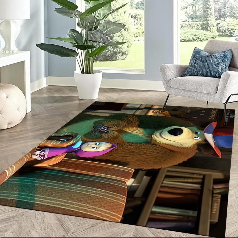 Masha Bear Area Rug Suitable for Dormitory Study Room Kitchen Foyer Antislip Carpet Decorate Offices Perfect Gift for Women/Men