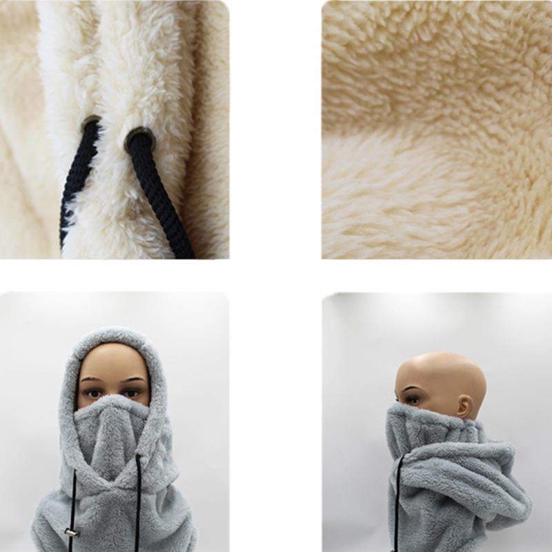 Furry Balaclava Face Cover Hat Hooded Sports Cap Accessory for Cold Weather