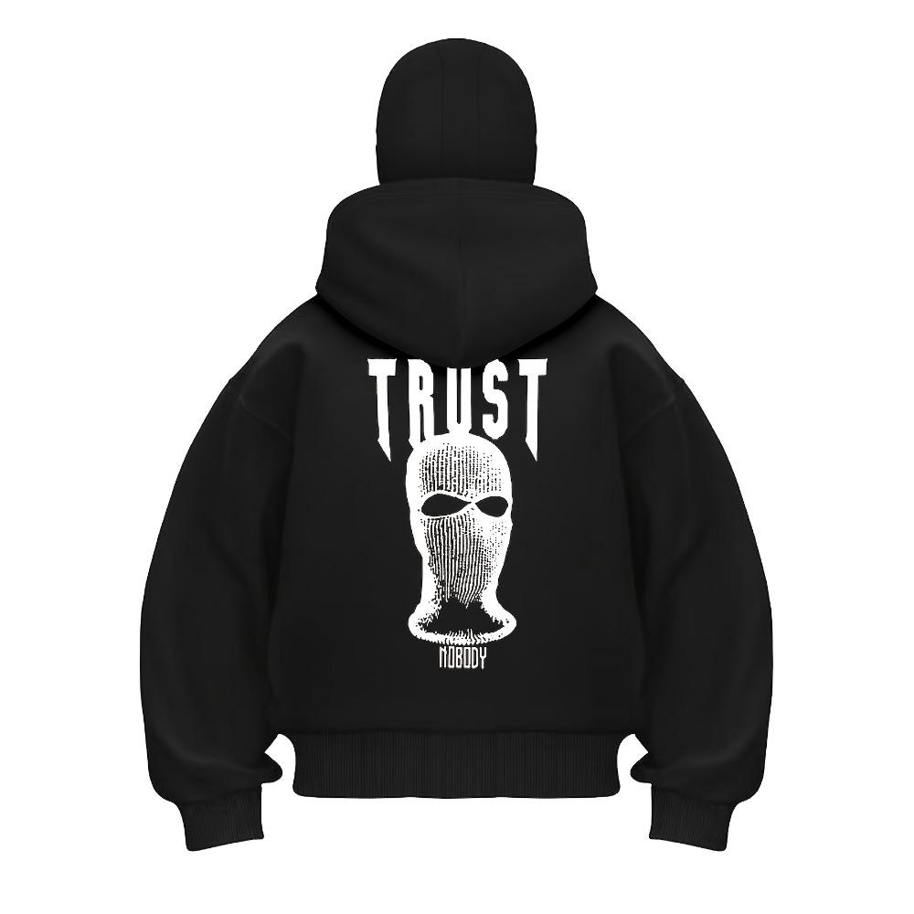 Masked Hooded Sweatshirt for Men and Women with Double Hood and Zipper Closure for Street Wear