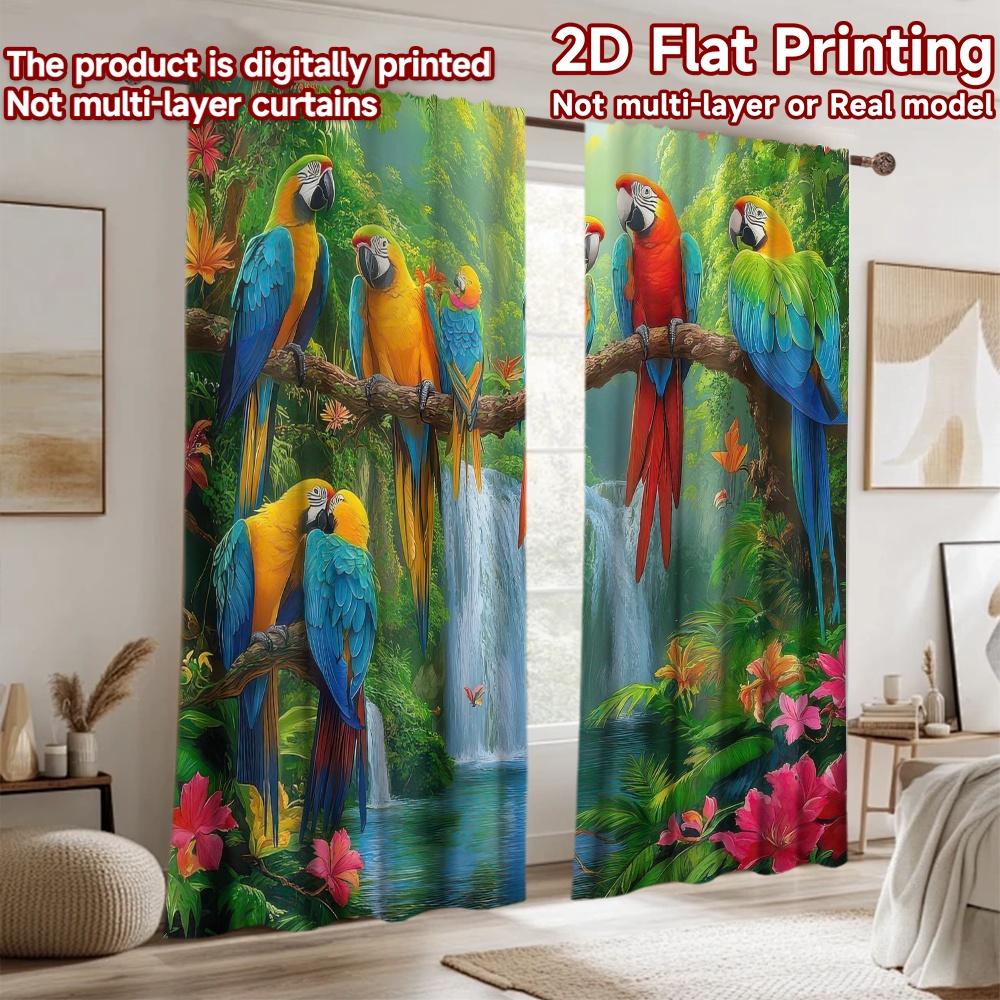 2D flat Photography Backdrop Photography Banner Colorful Parrots in Jungle 100% Polyester Holiday Decorations Use for