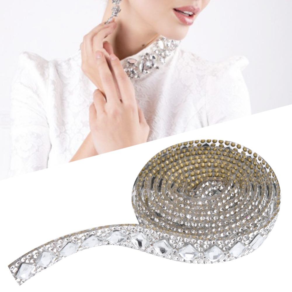 1pcs Hotfix Crystal Glass Diamond Ribbon Sticker Bling Rhinestone Tape Home Décor Projects