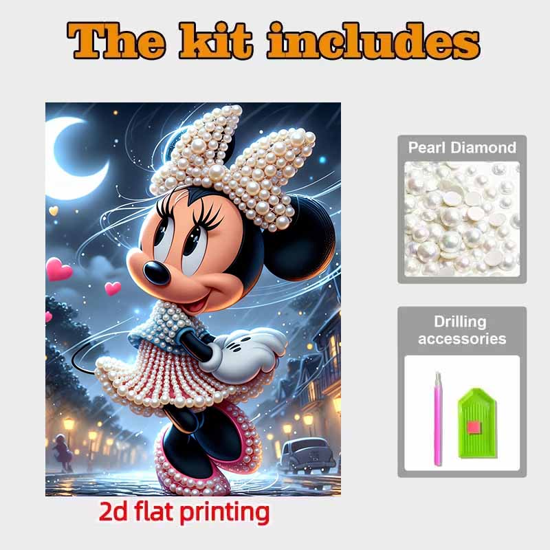 Disney Pearl Painting Set Minnie Mouse with Pearls Exquisite and Sparkling Artwork Perfect for Home Wall Decoration and Handmade Gifts