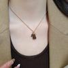 Autumn and Winter Retro Simple Tiger's Eye Stone Beaded Gourd Pendant Necklace Women's Sweater Chain Necklace