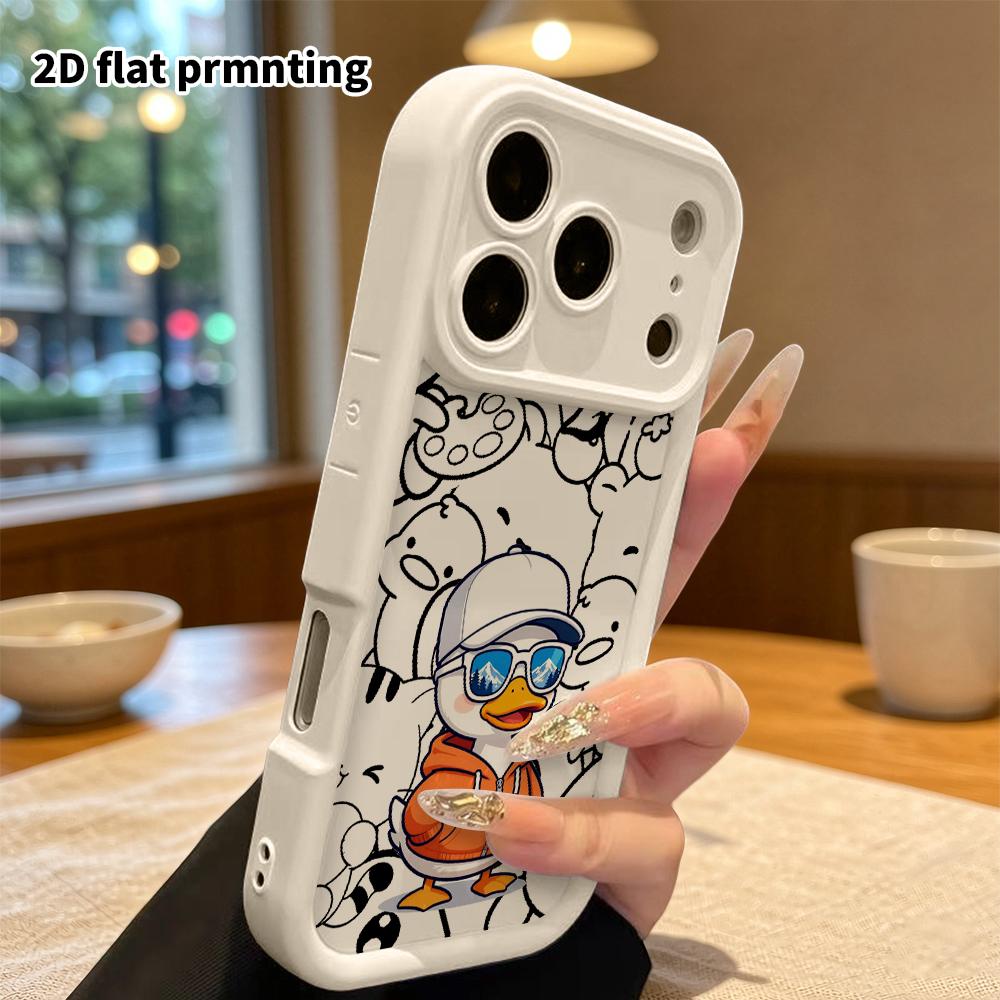 Phone Case: 2D flat design, suitable for iPhone 18, 17, 16, 15, 14, 13 Pro protective cases, trendy cool hoodie little duck, perfect Christmas and Hal