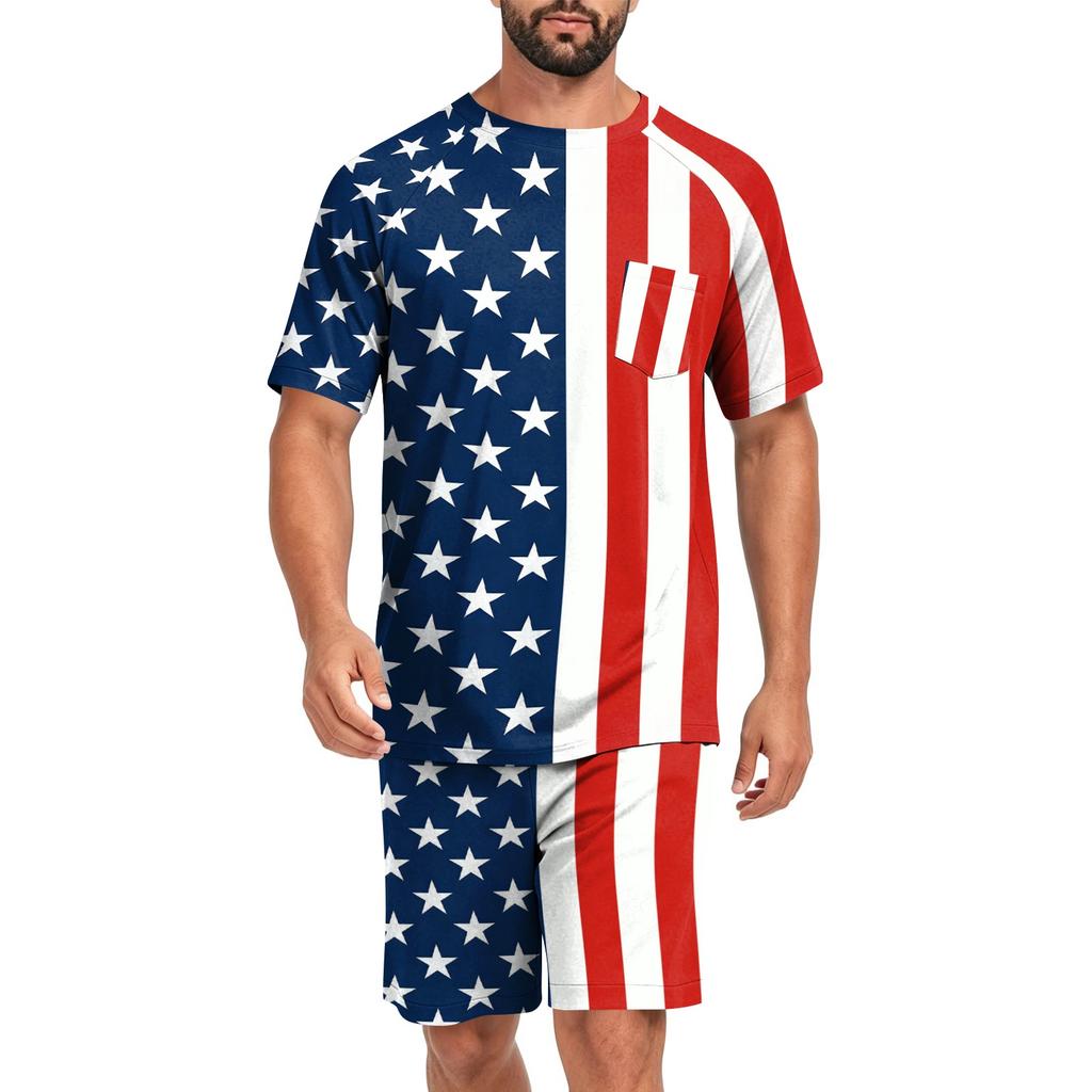 Conjunto de Pijama de Manga Corta para Hombre Suave Transpirable Ligero Camisa de Estar y Pantalones Cortos Conjunto de Ropa de Dormir para Verano Ropa de Casa