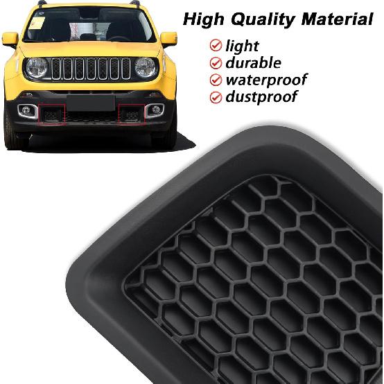 1 Pair Front Bumper Ert Grilles Bezel Cover Replacement Fit For Jeep Renegade 2015-2018 Sport Latitude Trailhawk Limited