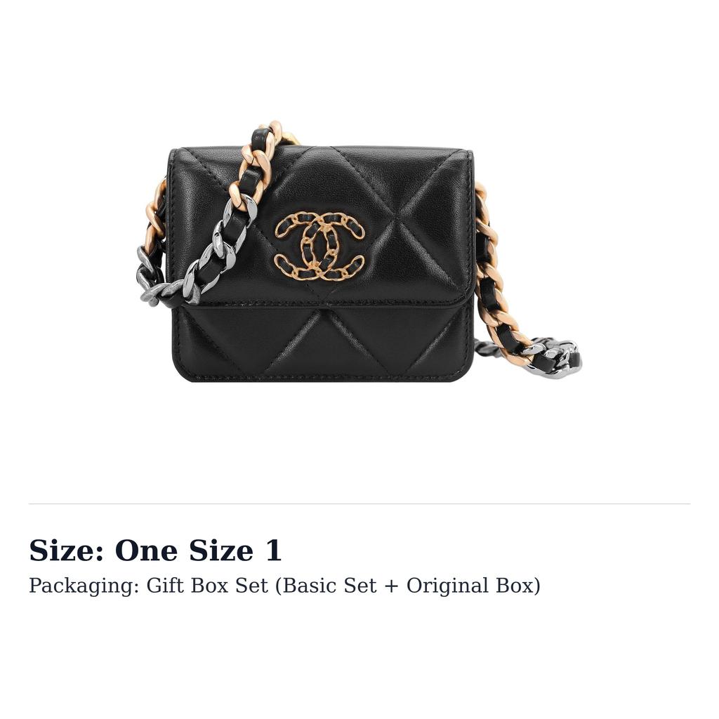 Chanel 19Bag Sheepskin Coin Purse Fanny Pack Women's Black AP2522-B04852-94305