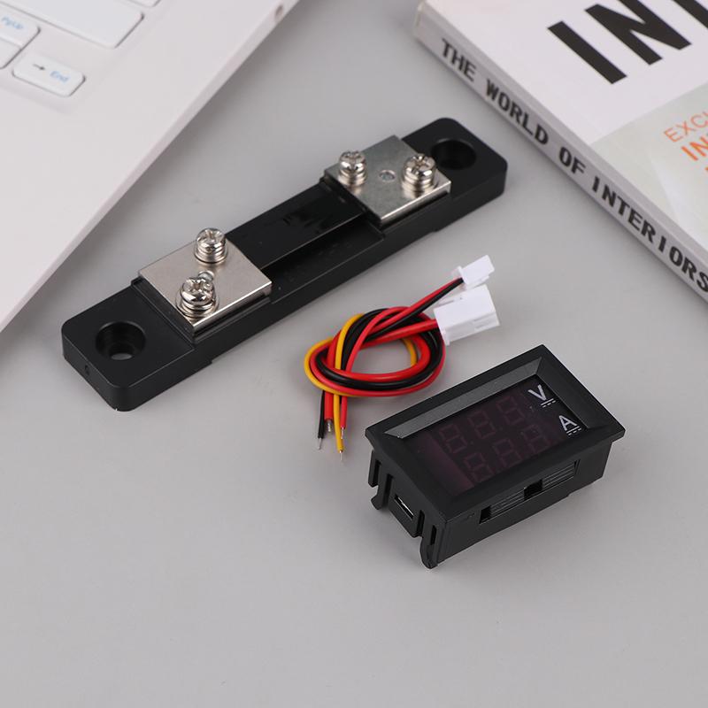 Mini digitální voltmetr ampérmetr DC 0-100V 50A Ampérmetr voltmetr proudový detektor tester 0,28" duální LED displej měřič + boční
