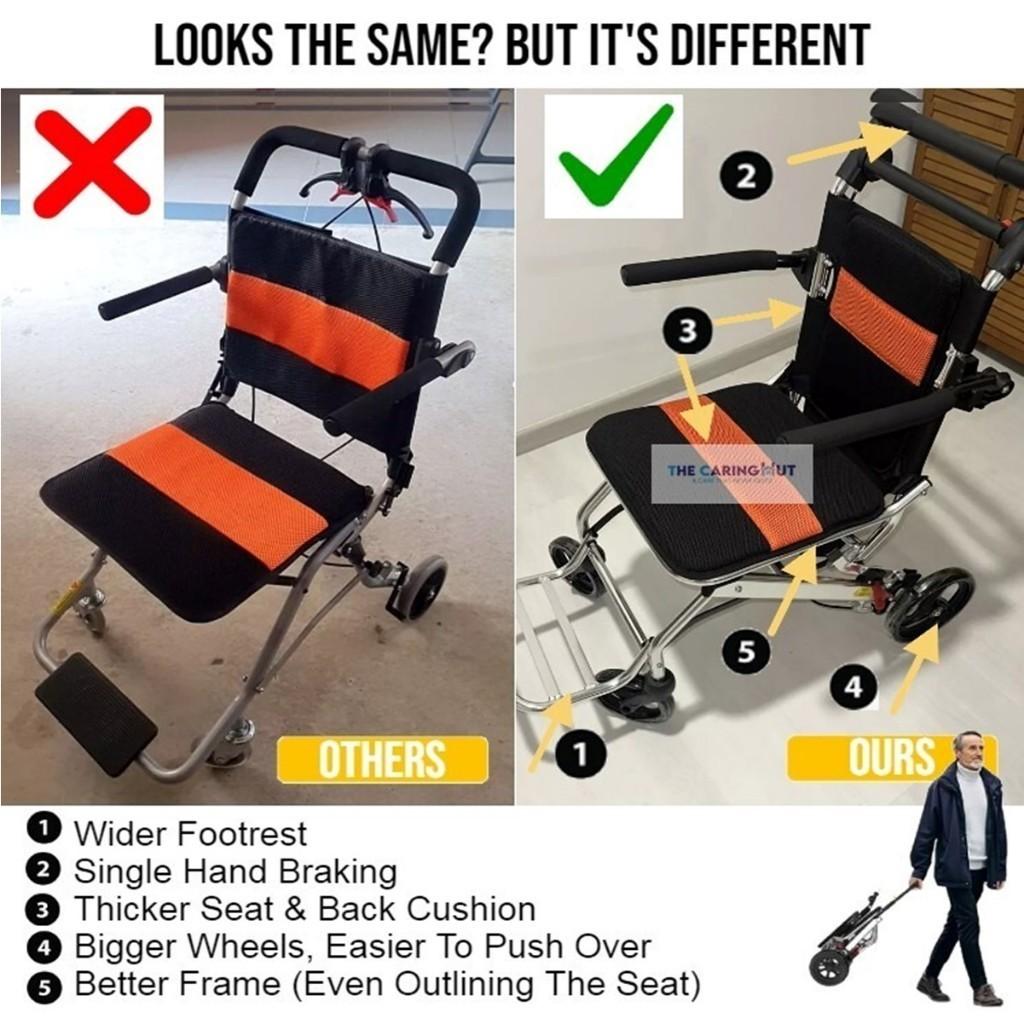 Foldable Self Propel Wheelchair Portable Lightweight Travel Push Chair