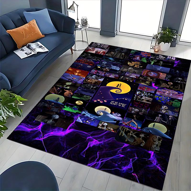 1pc Nightmare Before Christmas Carpet for Playroom Bedroom Living Room Sofa Home Decor,Game Area Rug Non-slip Floor Mat. D728011