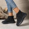 Casual Solid Lace Up Decoration Non Slip Hiking Shoes Women 2025 Autumn Round Toe Thick Bottom Sneakers Soft Sole Sports Shoes
