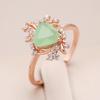 Gold Color Lace Match Geometric Mist Green Zircon Elegant Rings Women Luxury Jewelry