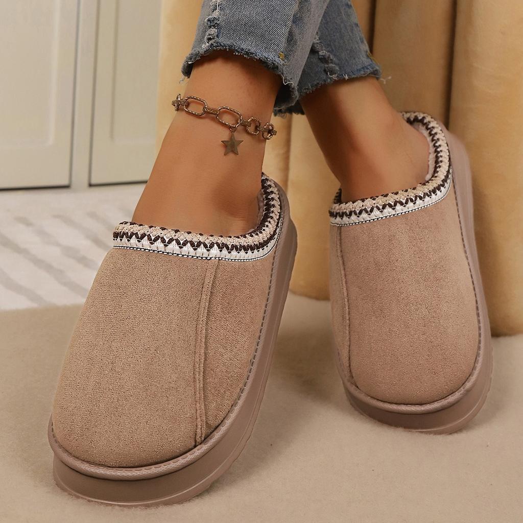Cotton Slippers for Couples Indoor, Home Plush Winter Home Anti Slip Women's Warm Men's Slippers Autumn and Winter