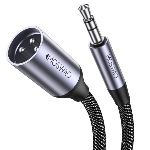 MOSWAG 3.5mm to XLR Cable, 3.5mm (Male) to 3.5mm (Male) Microphone Cable, Mini Jack Stereo to Canon Head Unbalanced Auxiliary Microphone Cable Compati