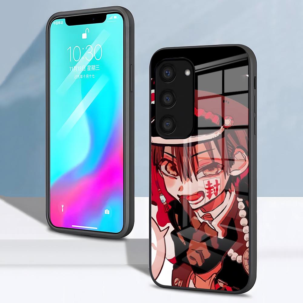 

Чехол для телефона Toilet-b-ound Hanako-kun для Samsung S26 S25 S24 FE S23 S22 S21 Plus S20 Ultra Note20Ultra Черная стеклянная крышка Galaxy S23