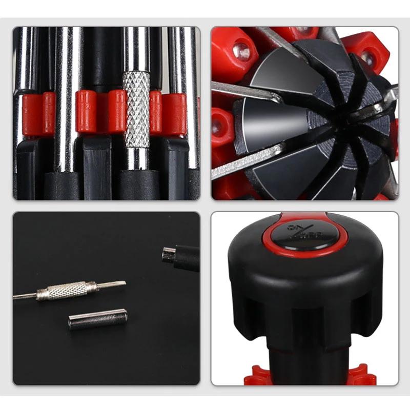 Sady šroubováků 8 v 1 Multifunkční ovladač Univerzální Bity šroubováků Osvětlení Opravy pro domácnost Ruční sada ručního nářadí