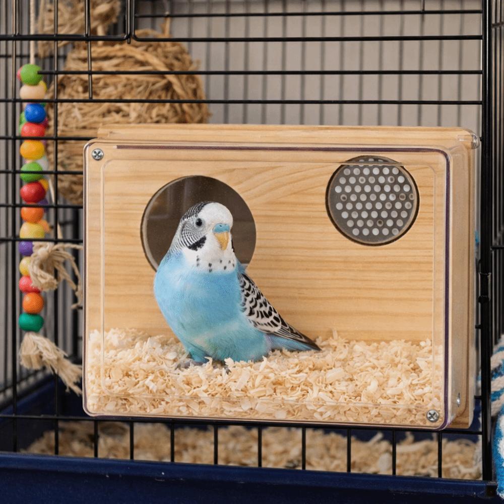 Atmungsaktive Wellensittich-Nistkasten Sichtbarer Vogelkäfig Haus Holznest Vogel Brutzeit