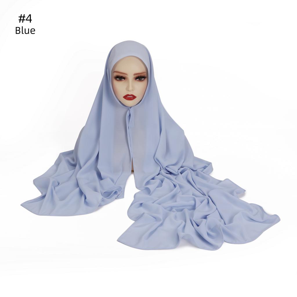 Premium Instant Chiffon Hijab With Built In Magnet Buckle Solid Color Woman Muslim Hijab Scarf Soft Islam Turban Headband Shawl