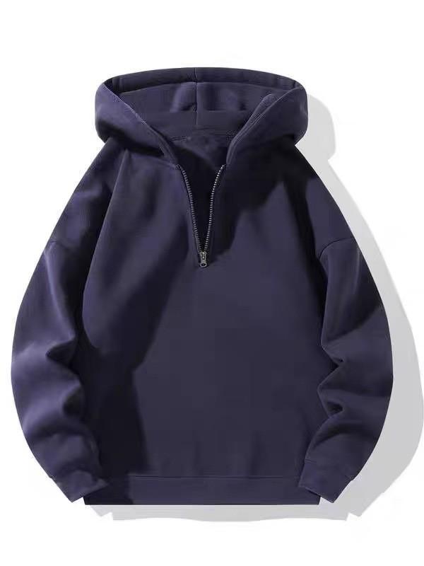 2025 Men's Heavyweight Fleece Hooded Sweatshirt: Autumn/Winter Half-Zip Casual Jacket