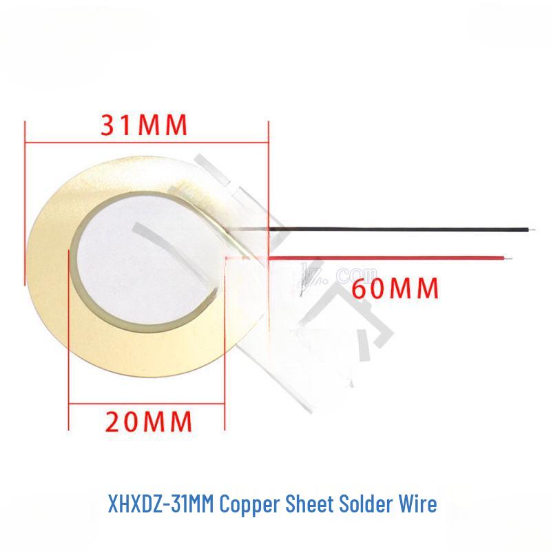 Piezoelectric Ceramic Buzzer with Aluminum Solder & Copper Lead, Diameter Options: 12/15/18/20/27/35/50MM