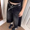 RogueWave Y2k Retro Women Low Rise Jorts Brushed Black Wash Cropped Baggy Jeans Wide Leg Frayed Denim Short Pants Acubi Fashion