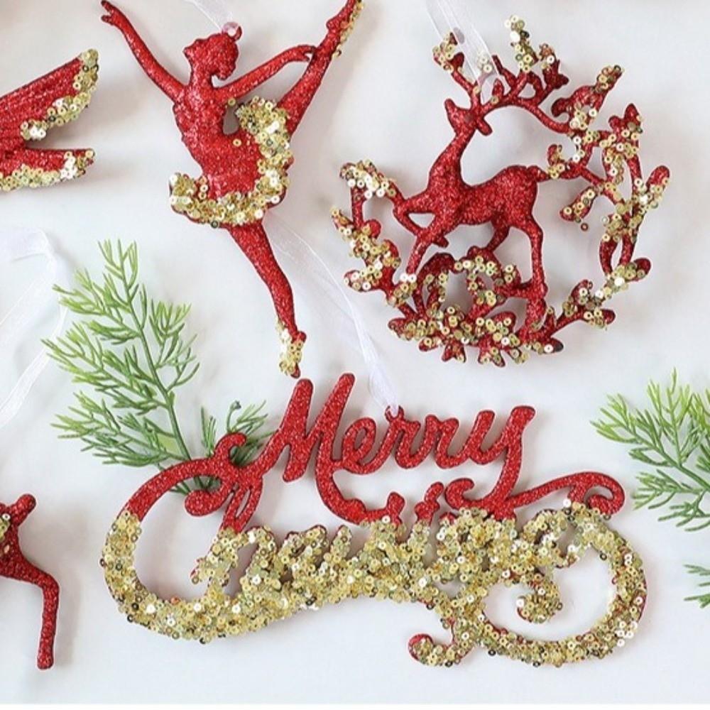 Gold Sequin Christmas Tree Pendant Butterfly Xmas Tree Pendant  Household Decor