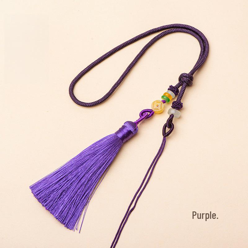 Ensemble de suspension : Corde de poignet avec pendentif en jade et pompons Macaron multicolores & Sachet à encens