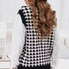 2023 Spring & Autumn Women's Houndstooth Knit Sleeveless Cardigan Vest