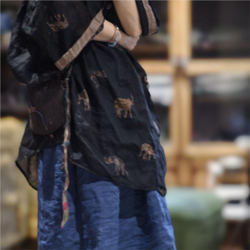 Johnature Women Vintage Print Floral Shirts Tops V-Neck Long Sleeve Blouses Autumn Chinese Style Button Shirt